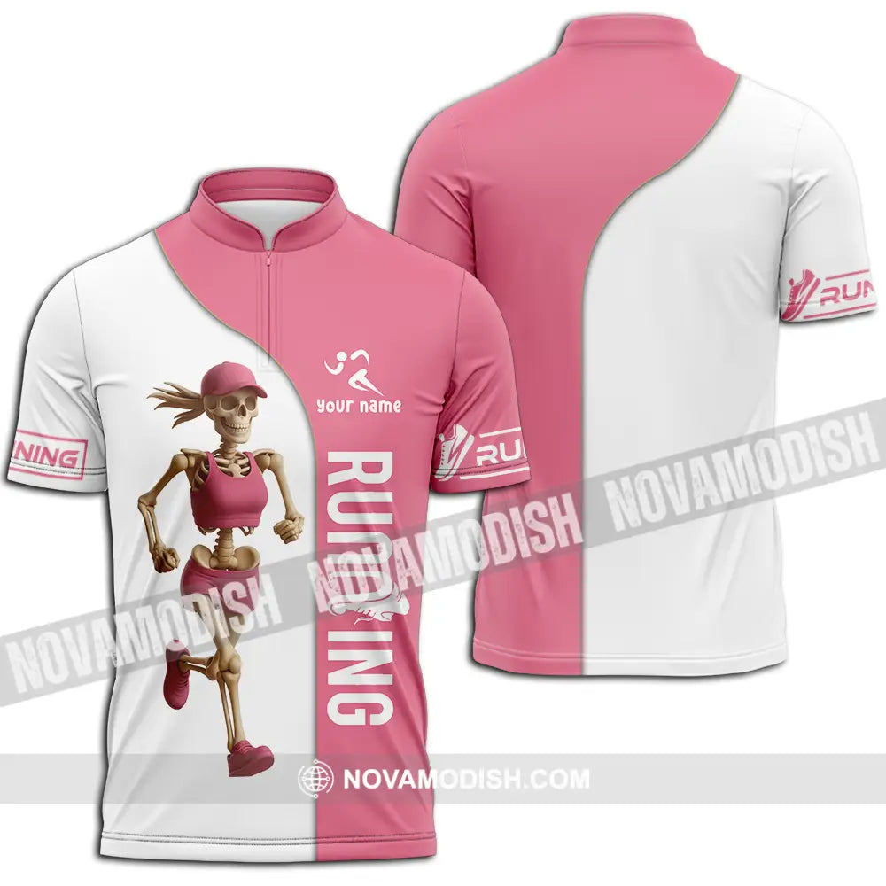 Unisex Shirt - Custom Skeleton Running Shirt Zipper Polo Shirt / S T-shirt