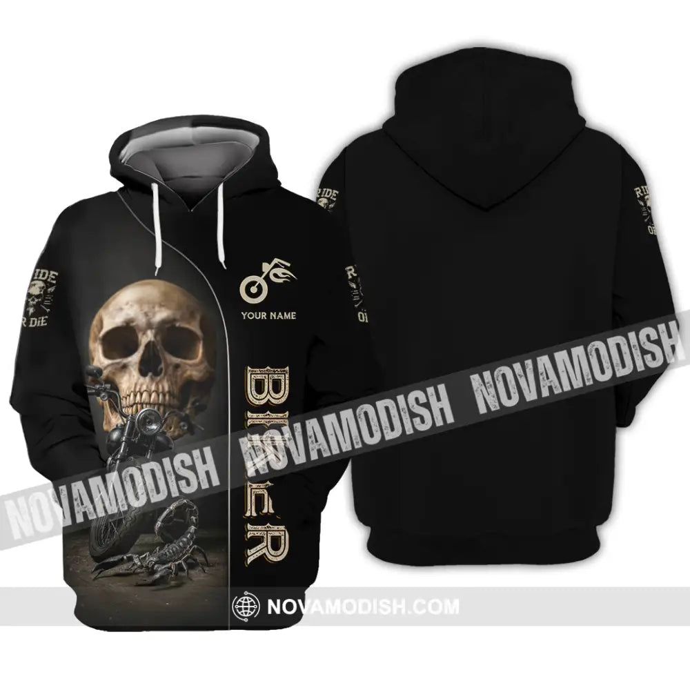 Unisex Shirt - Custom Skull Biker Shirt Hoodie / S T-shirt
