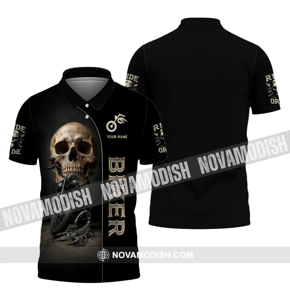 Unisex Shirt - Custom Skull Biker Shirt Polo Shirt / S T-shirt