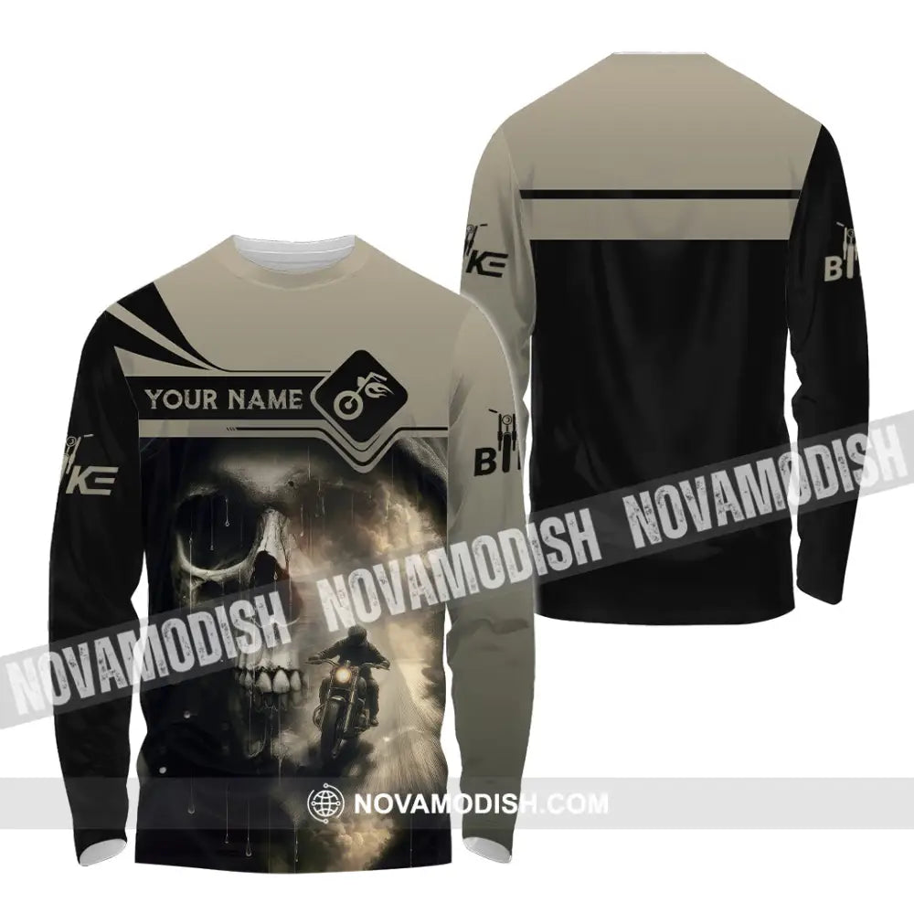 Unisex Shirt - Custom Skull Rider Shirt Long Sleeve Shirt / S T-shirt