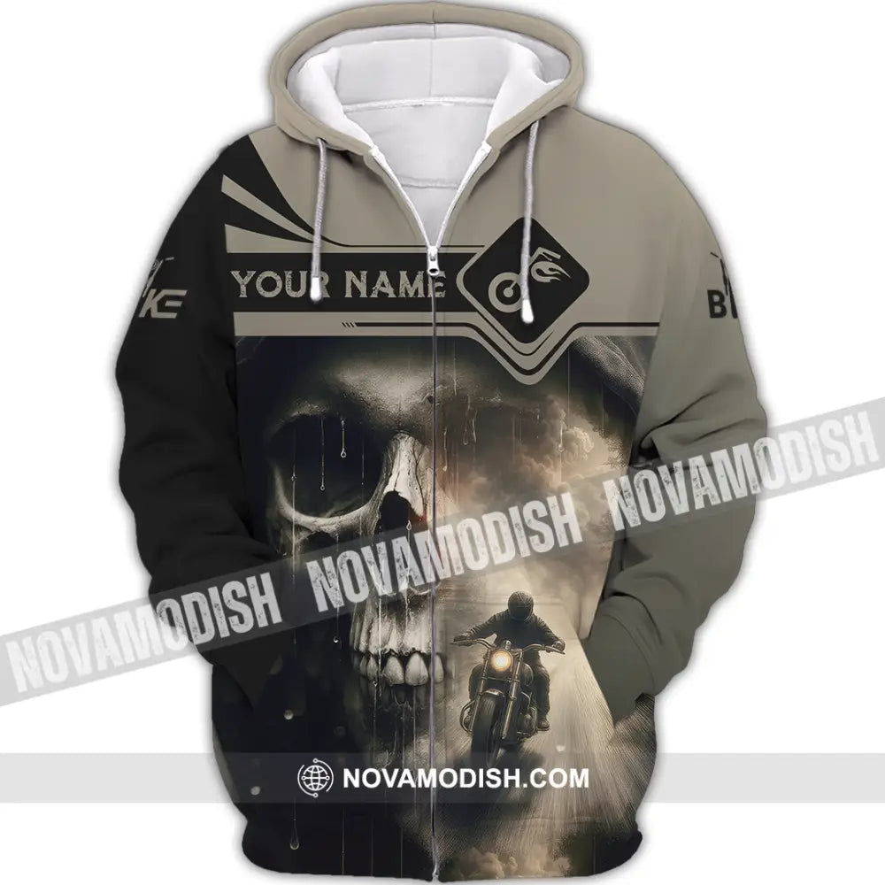 Unisex Shirt - Custom Skull Rider Shirt Zipper Hoodie / S T-shirt