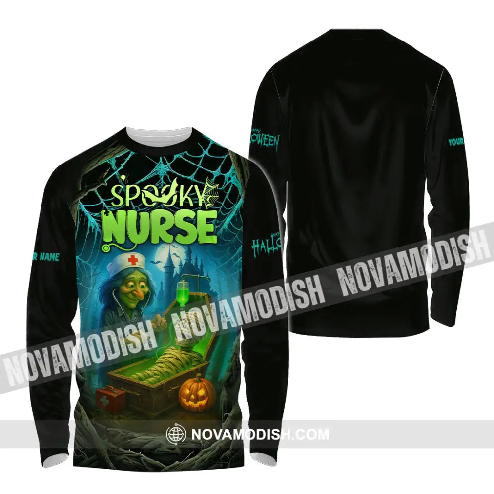 Unisex Shirt - Custom Spoopy Nurse Halloween Shirt Long Sleeve Shirt / S T-shirt