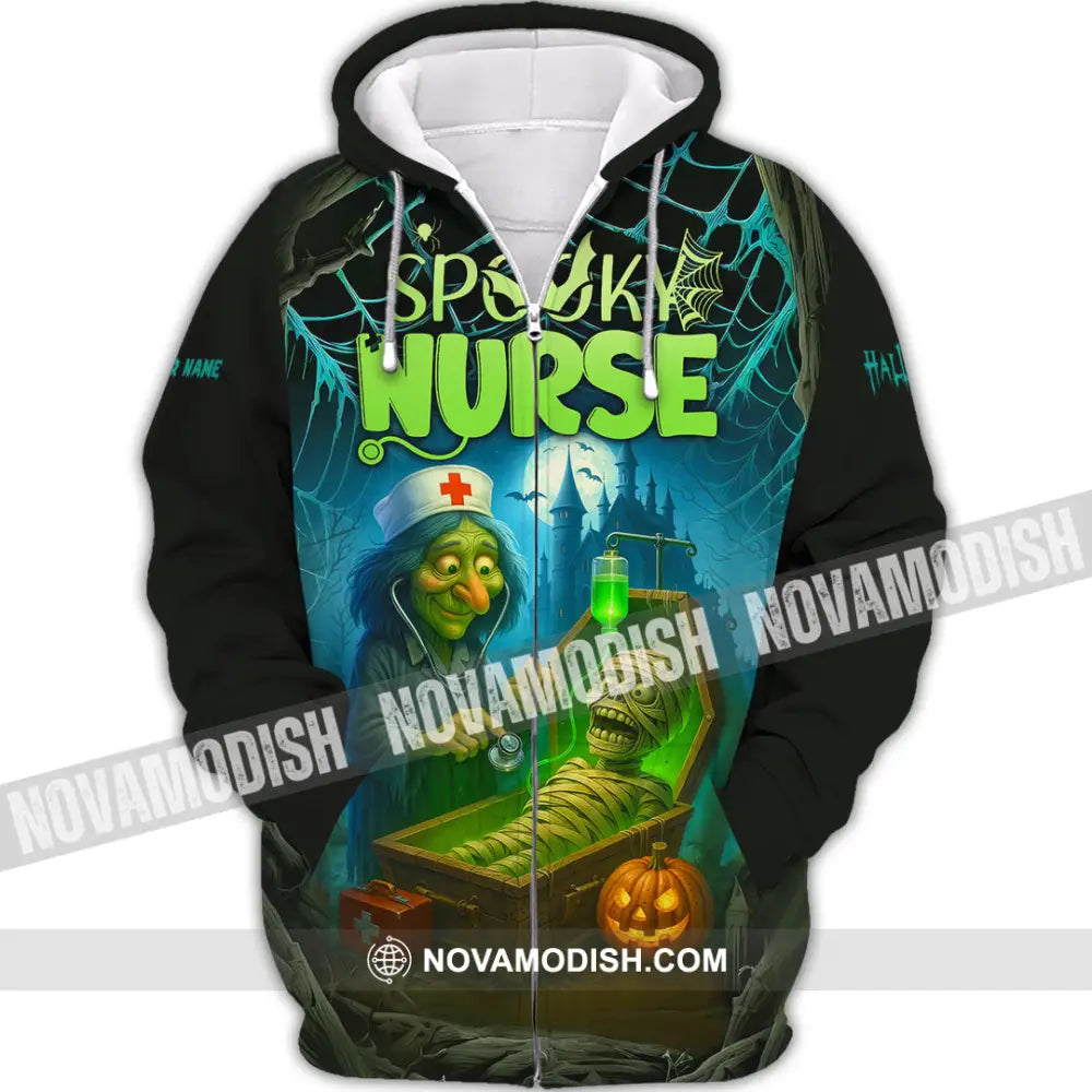 Unisex Shirt - Custom Spoopy Nurse Halloween Shirt Zipper Hoodie / S T-shirt