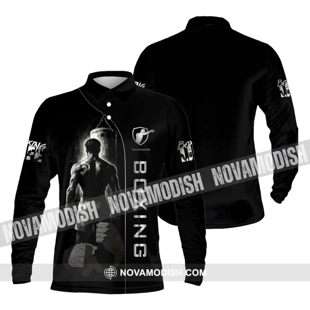 Unisex Shirt - Custom Strong Men Boxing Lover Sport Shirt Long Sleeve Polo / S T-shirt
