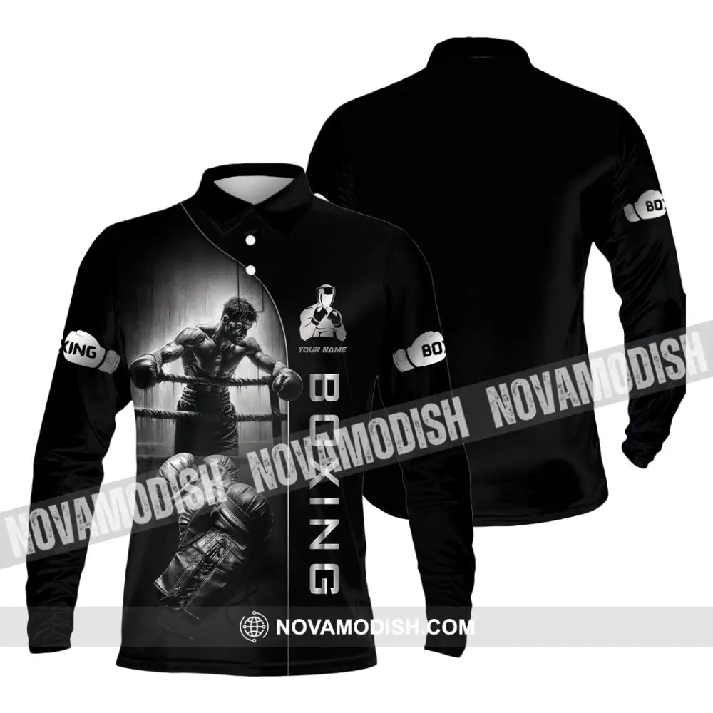 Unisex Shirt - Custom Strong Men Boxing Lover Sport Shirt Long Sleeve Polo / S T-shirt