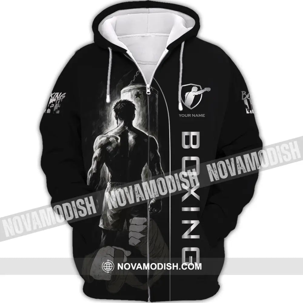 Unisex Shirt - Custom Strong Men Boxing Lover Sport Shirt Zipper Hoodie / S T-shirt