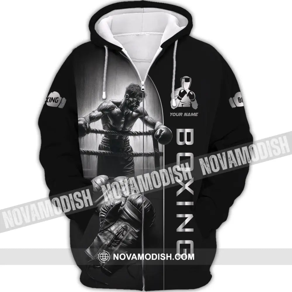 Unisex Shirt - Custom Strong Men Boxing Lover Sport Shirt Zipper Hoodie / S T-shirt