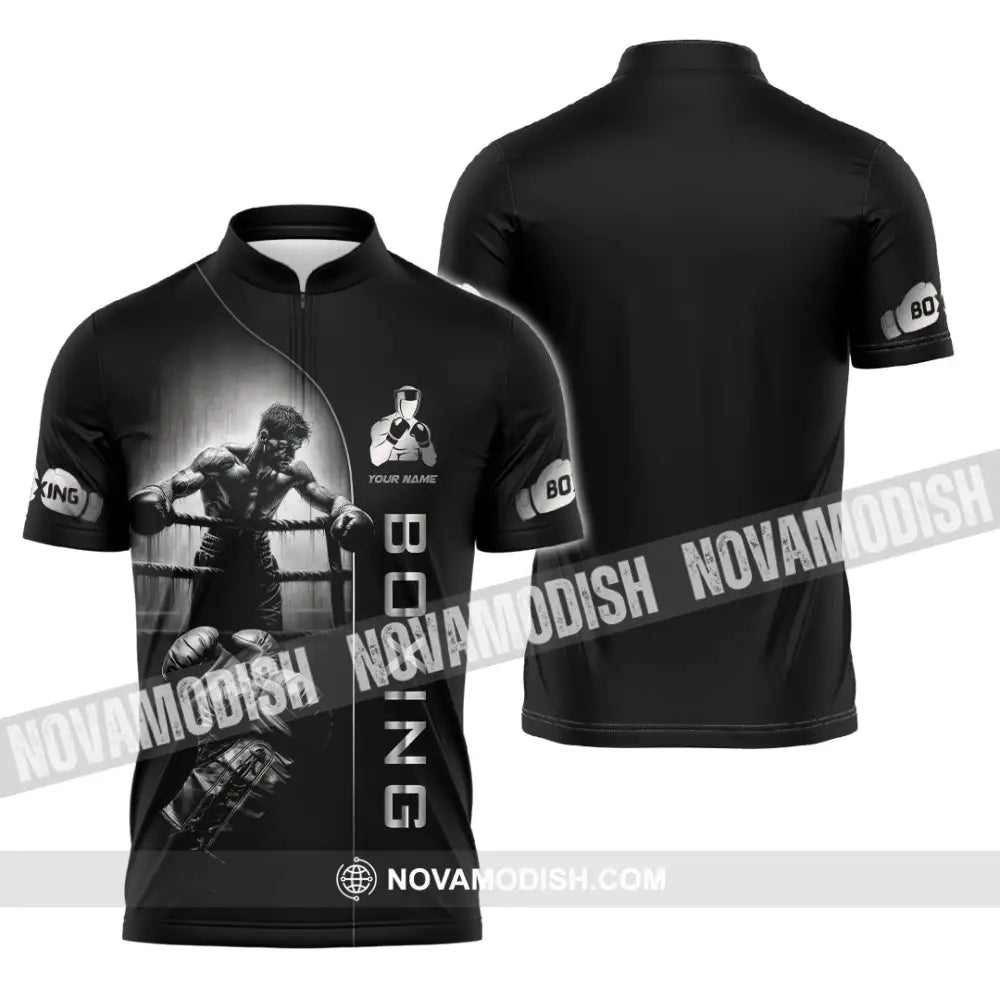 Unisex Shirt - Custom Strong Men Boxing Lover Sport Shirt Zipper Polo Shirt / S T-shirt