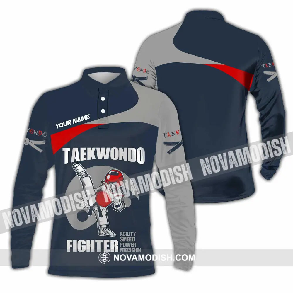 Unisex Shirt - Custom Taekwondo Fighter Shirt Long Sleeve Polo / S T-shirt