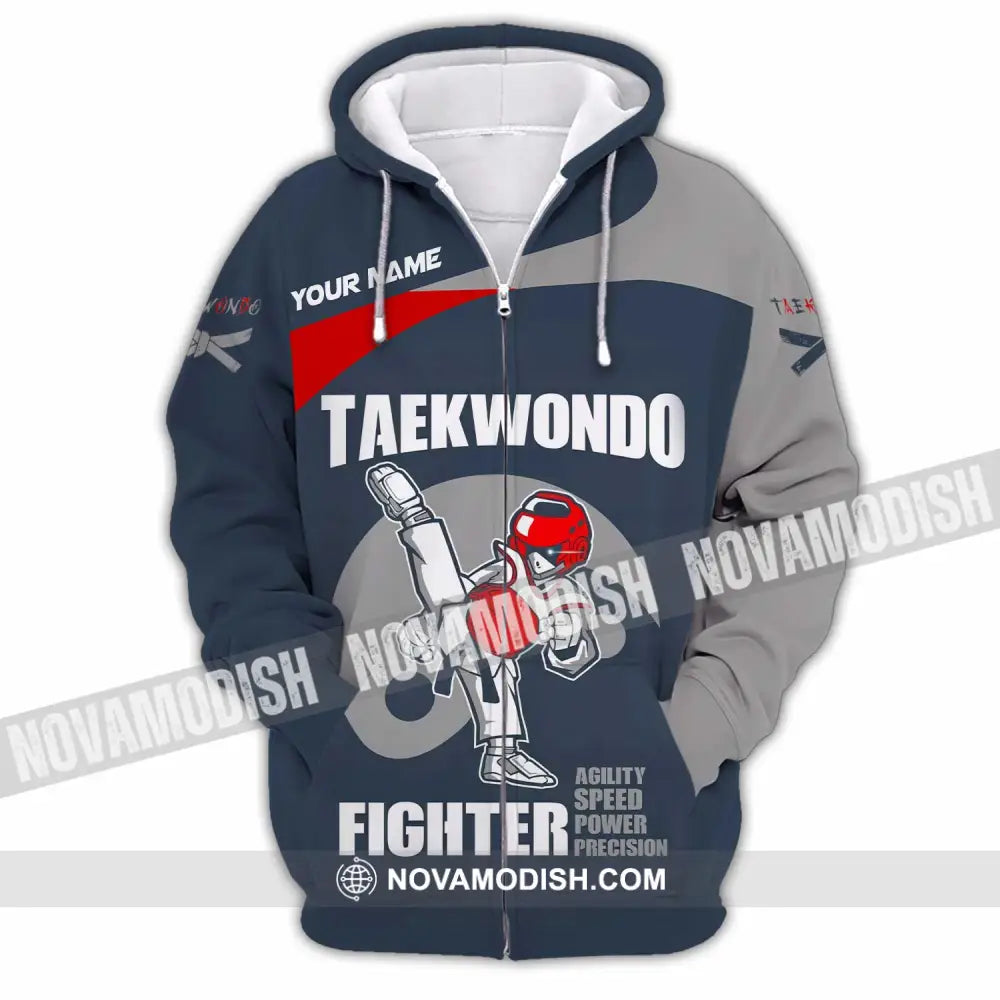 Unisex Shirt - Custom Taekwondo Fighter Shirt Zipper Hoodie / S T-shirt