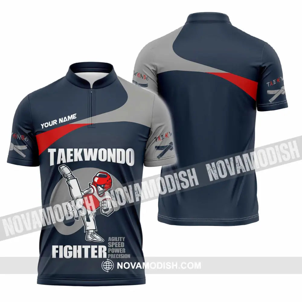 Unisex Shirt - Custom Taekwondo Fighter Shirt Zipper Polo Shirt / S T-shirt