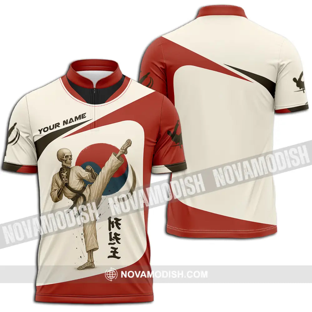 Unisex Shirt - Custom Taekwondo Player Shirt Zipper Polo Shirt / S T-shirt