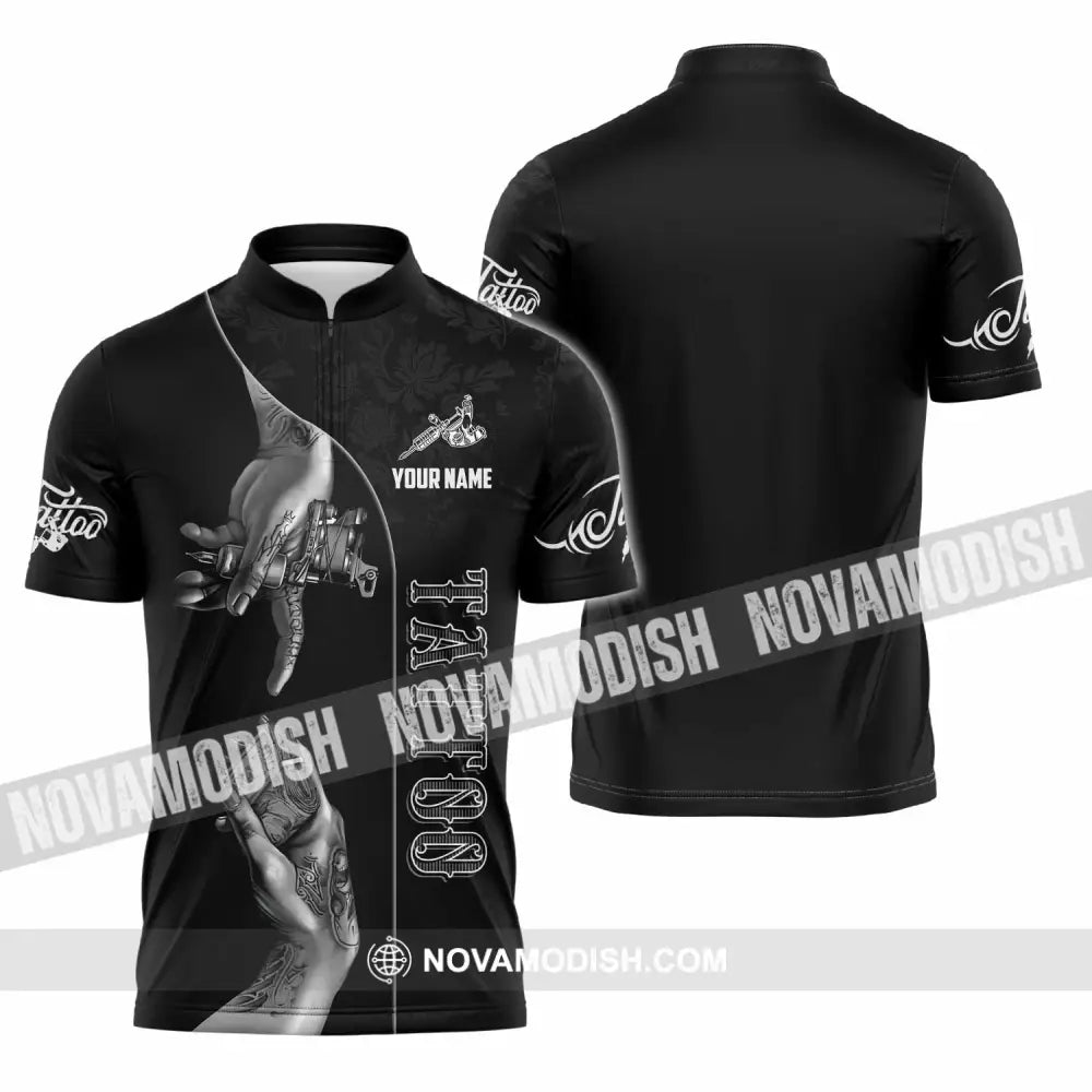Unisex Shirt - Custom Tattoo Shirt Zipper Polo Shirt / S T-shirt