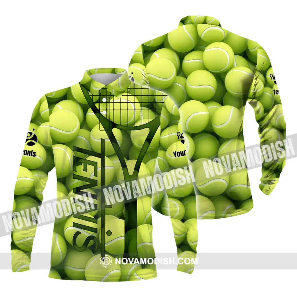 Unisex Shirt - Custom Tennis Ball Tennis Player Sport Shirt Long Sleeve Polo / S T-shirt