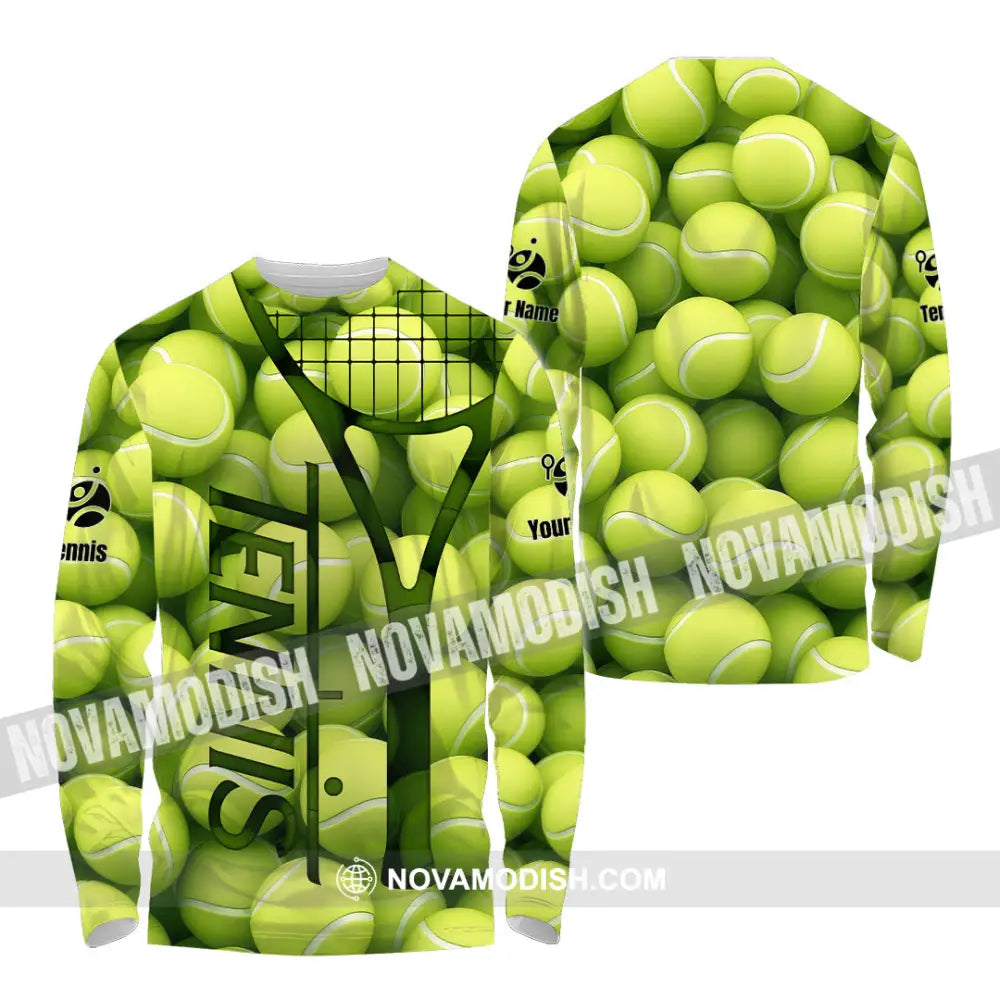 Unisex Shirt - Custom Tennis Ball Tennis Player Sport Shirt Long Sleeve Shirt / S T-shirt