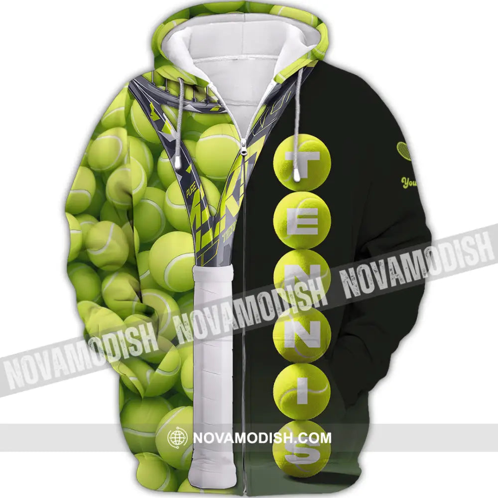 Unisex Shirt - Custom Tennis Ball Tennis Player Sport Shirt Zipper Hoodie / S T-shirt