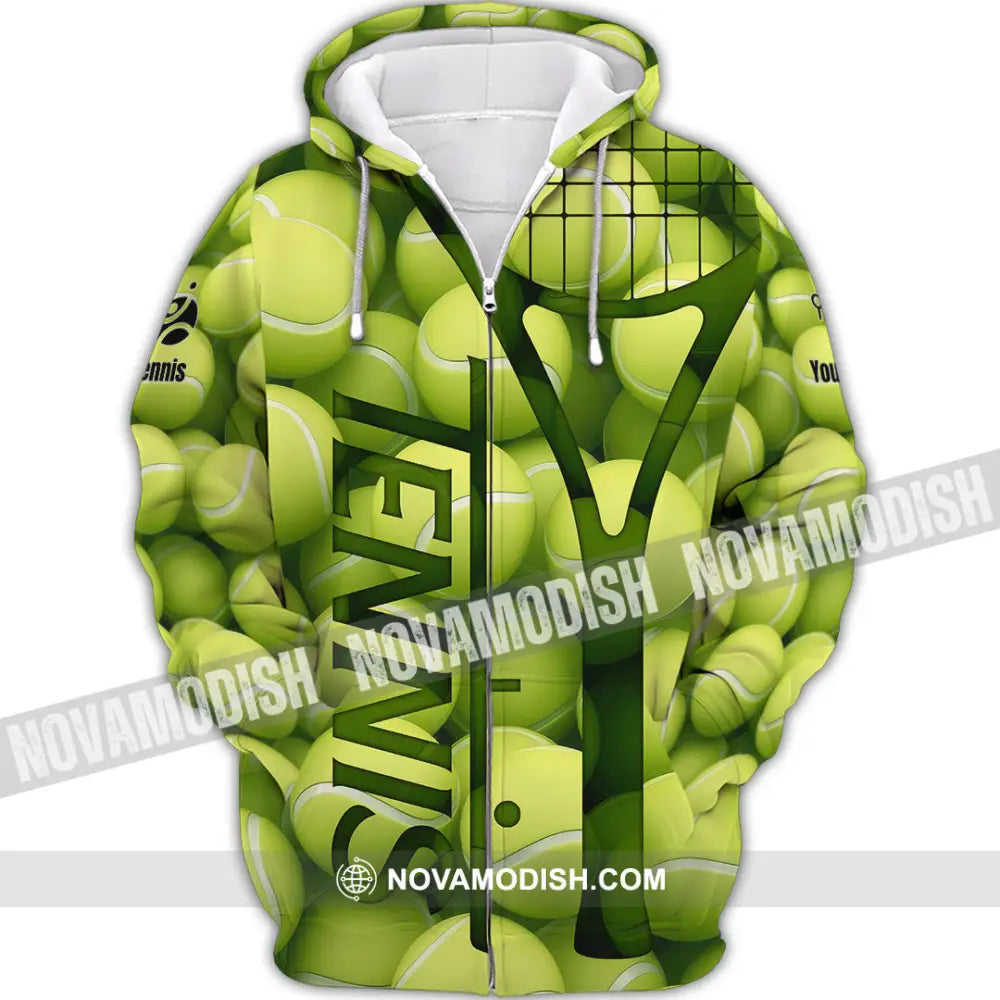 Unisex Shirt - Custom Tennis Ball Tennis Player Sport Shirt Zipper Hoodie / S T-shirt