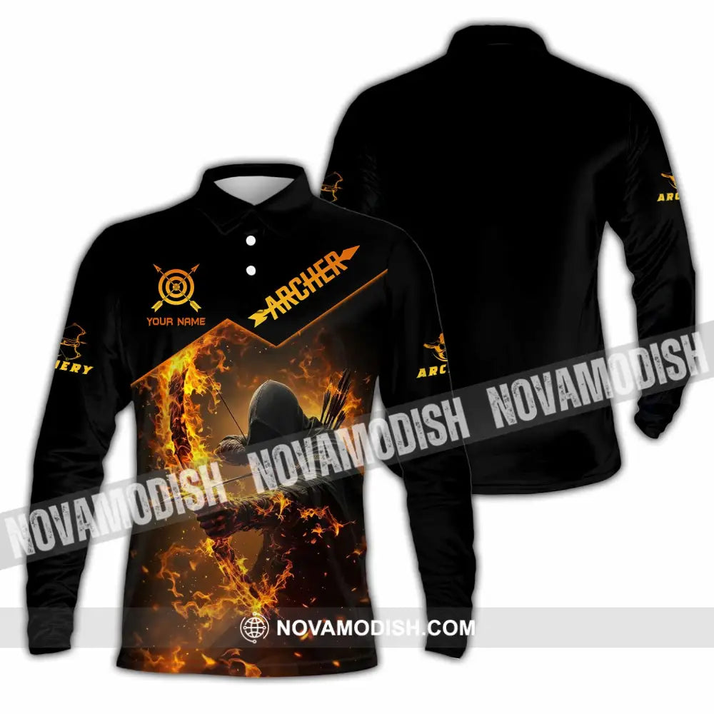 Unisex Shirt - Custom Text Shirt Archer Long Sleeve Polo / S T-shirt