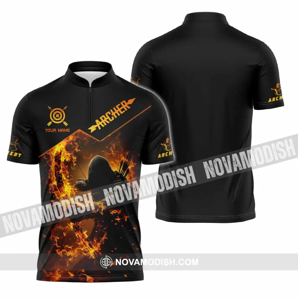 Unisex Shirt - Custom Text Shirt Archer Zipper Polo Shirt / S T-shirt