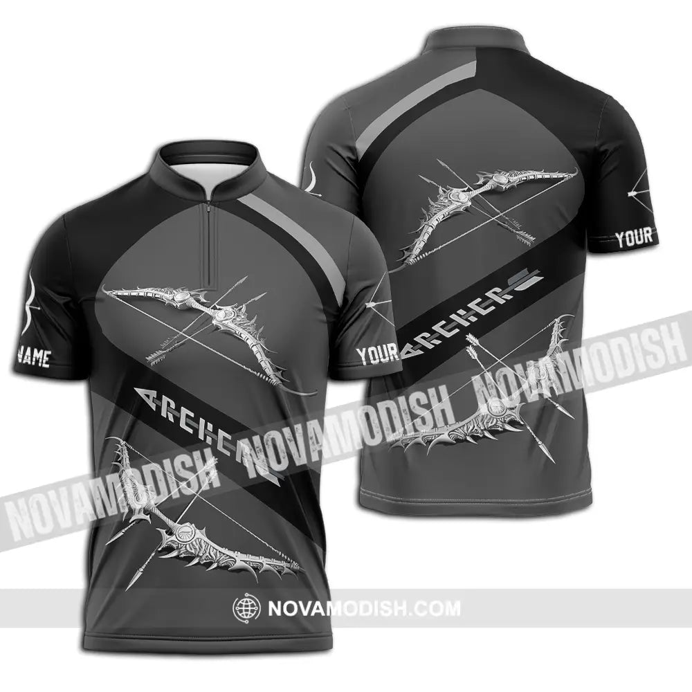 Unisex Shirt - Custom Text Shirt Archer Zipper Polo Shirt / S T-shirt