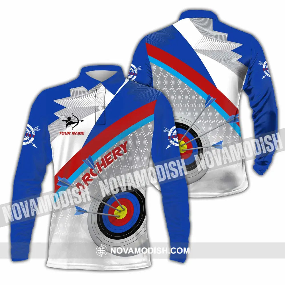 Unisex Shirt - Custom Text Shirt Archery Shirt Long Sleeve Polo / S T-shirt