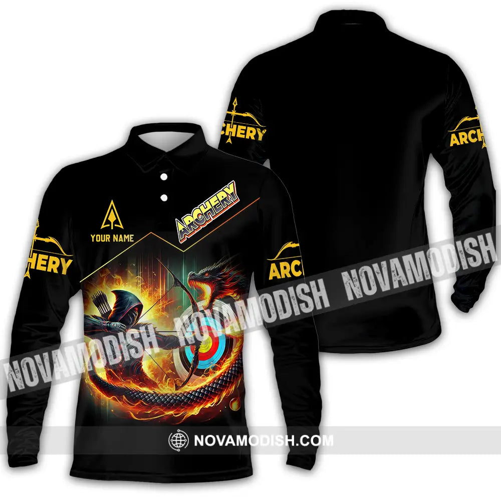 Unisex Shirt - Custom Text Shirt Archery Long Sleeve Polo / S T-shirt