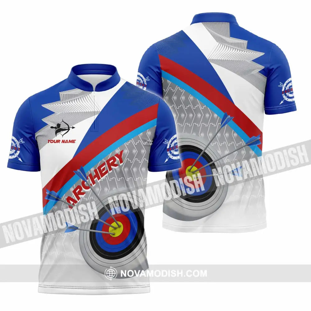 Unisex Shirt - Custom Text Shirt Archery Shirt Zipper Polo Shirt / S T-shirt