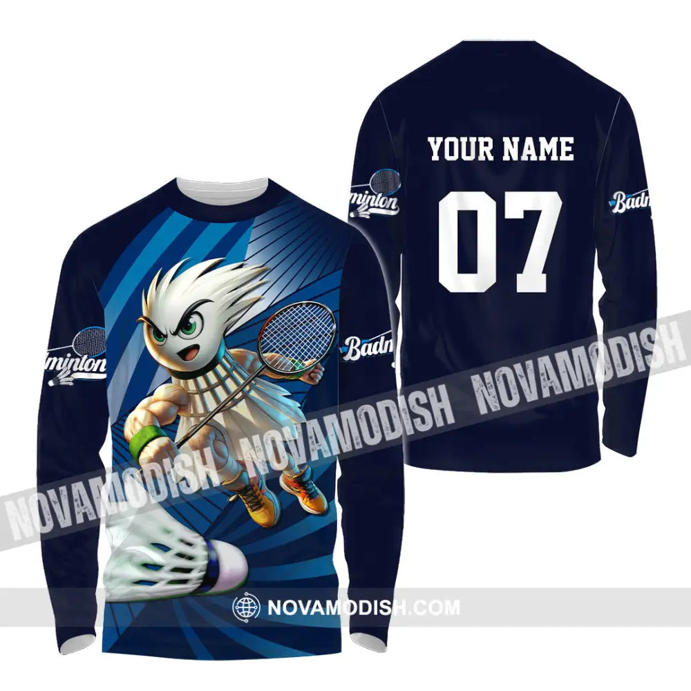 Unisex Shirt - Custom Text Shirt Badminton Shirt Long Sleeve Shirt / S T-shirt
