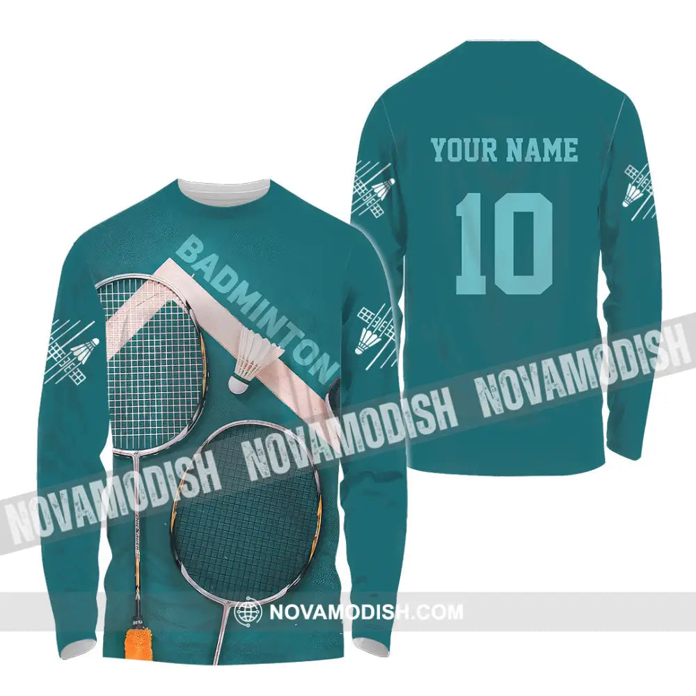 Unisex Shirt - Custom Text Shirt Badminton Shirt Long Sleeve Shirt / S T-shirt