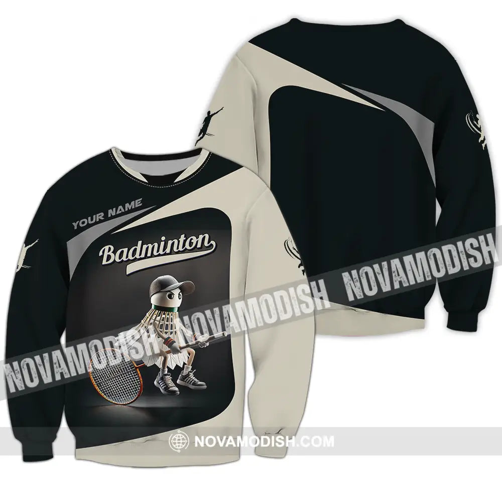 Unisex Shirt - Custom Text Badminton Long Sleeve / S T-Shirt