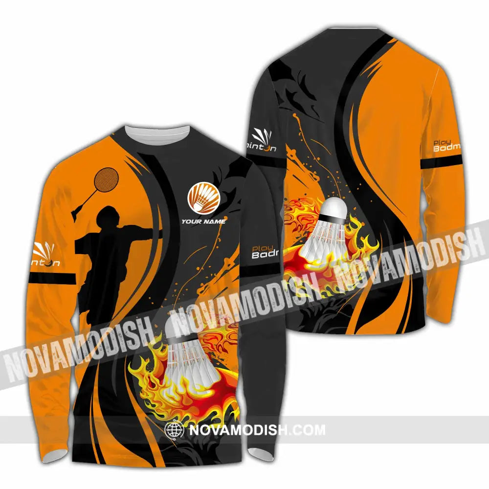 Unisex Shirt - Custom Text Shirt Badminton Shirt Long Sleeve Shirt / S T-shirt