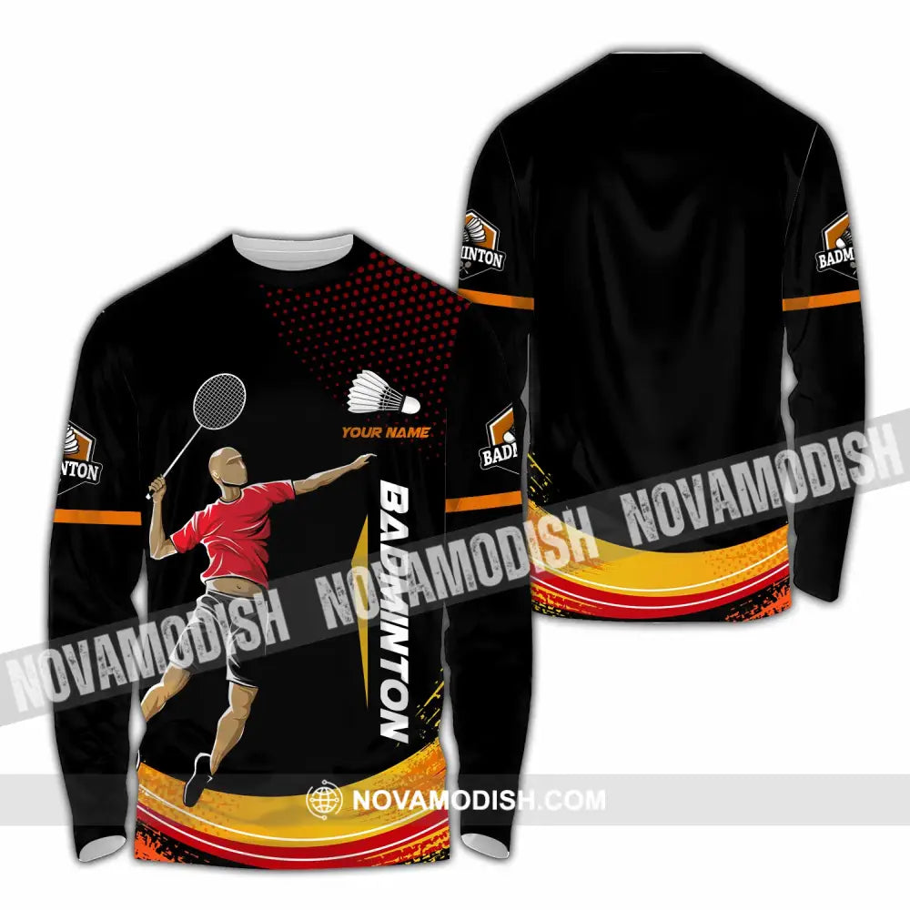 Unisex Shirt - Custom Text Shirt Badminton Long Sleeve Shirt / S T-shirt