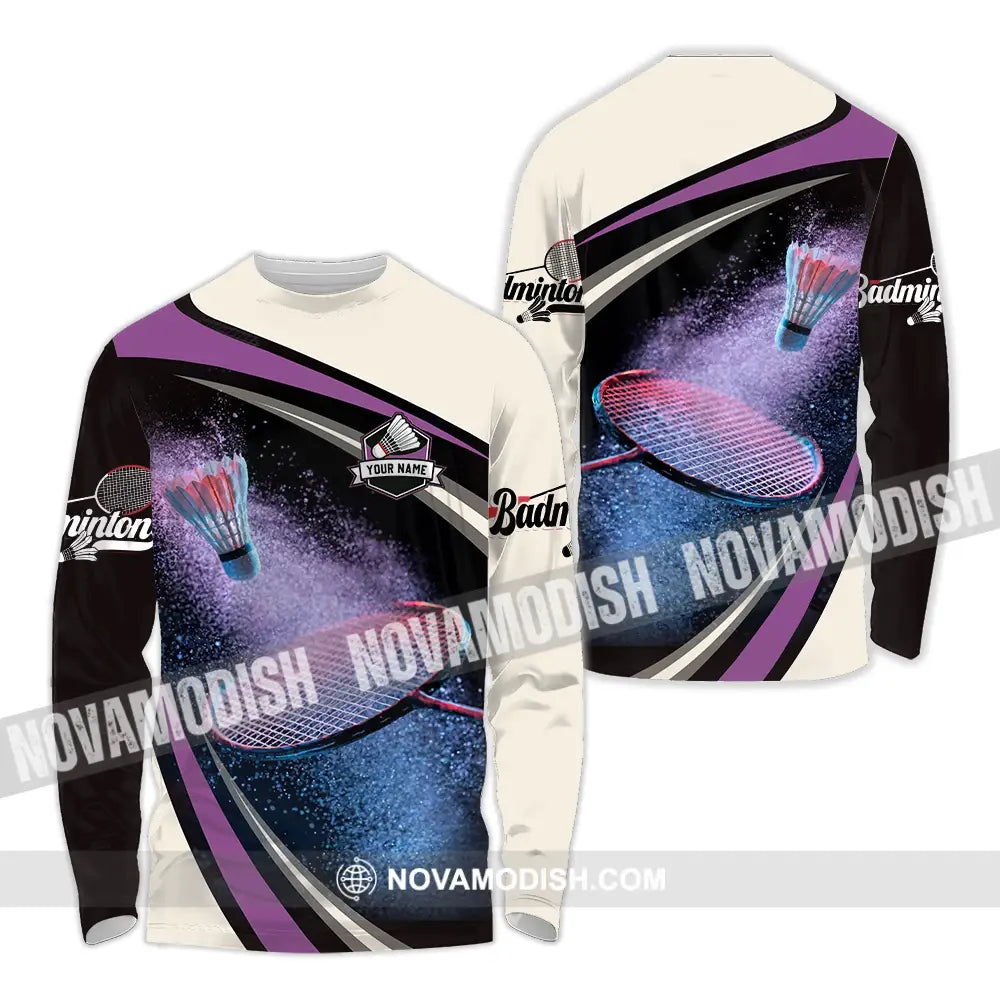 Unisex Shirt - Custom Text Shirt Badminton Long Sleeve Shirt / S T-shirt
