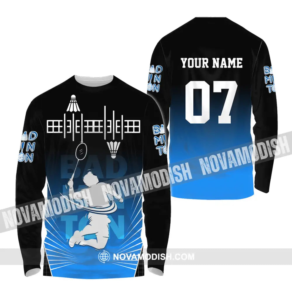 Unisex Shirt - Custom Text Shirt Badminton Shirt Long Sleeve Shirt / S T-shirt