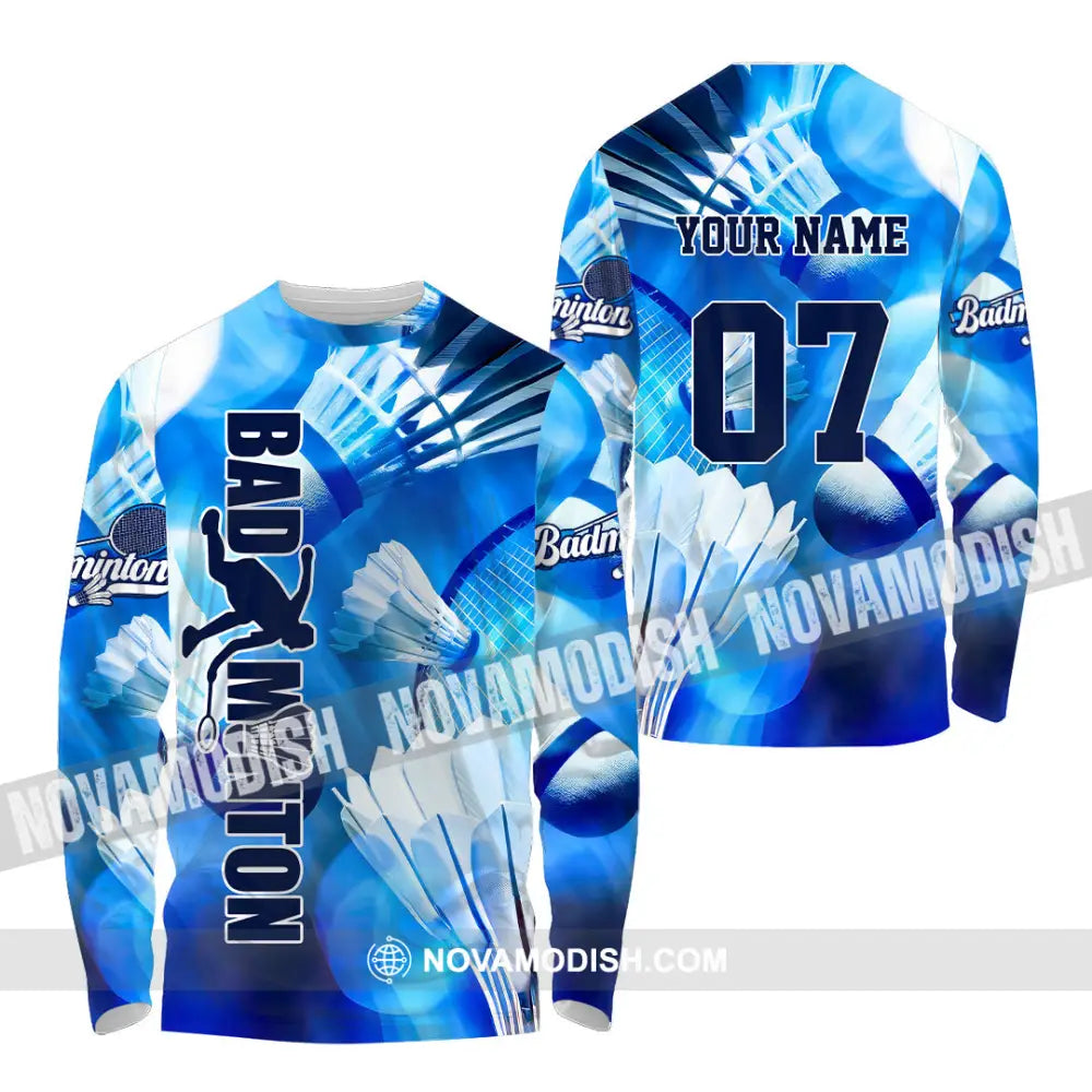 Unisex Shirt - Custom Text Shirt Badminton Shirt Long Sleeve Shirt / S T-shirt