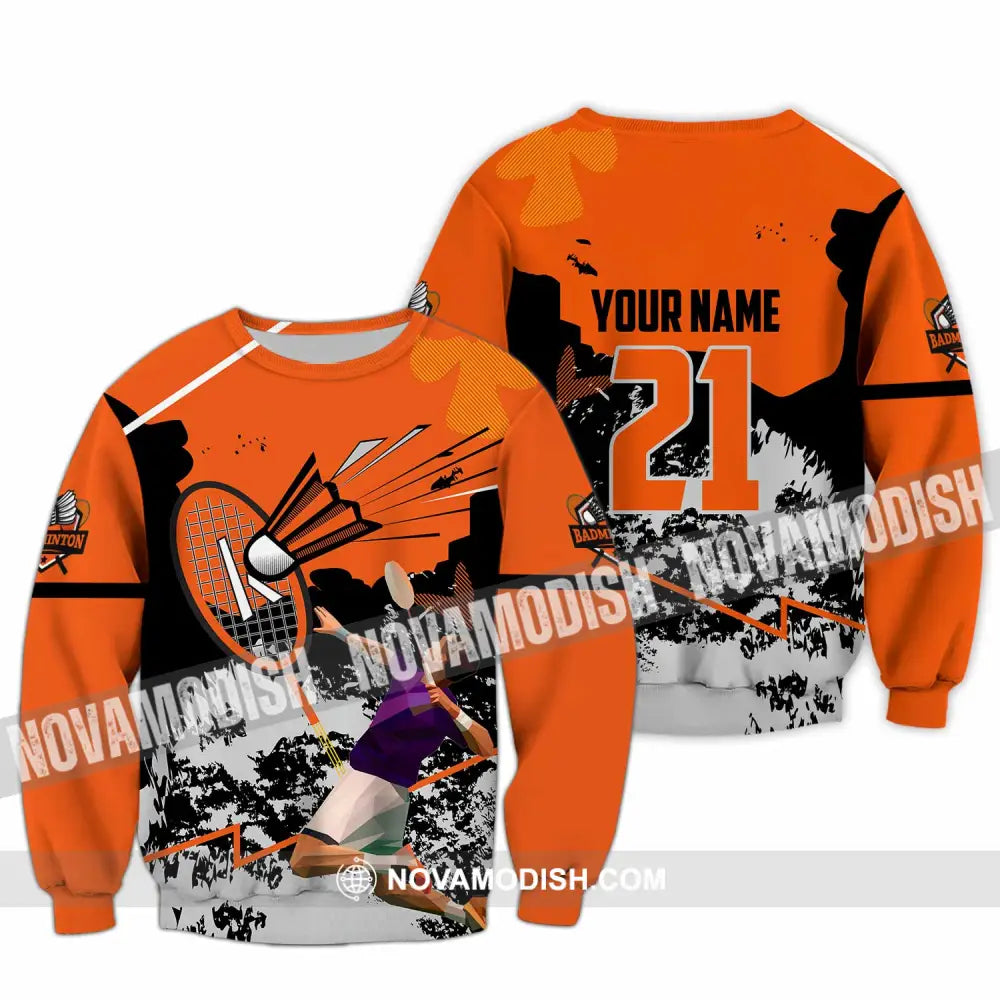 Unisex Shirt - Custom Text Shirt Badminton Long Sleeve / S T-shirt