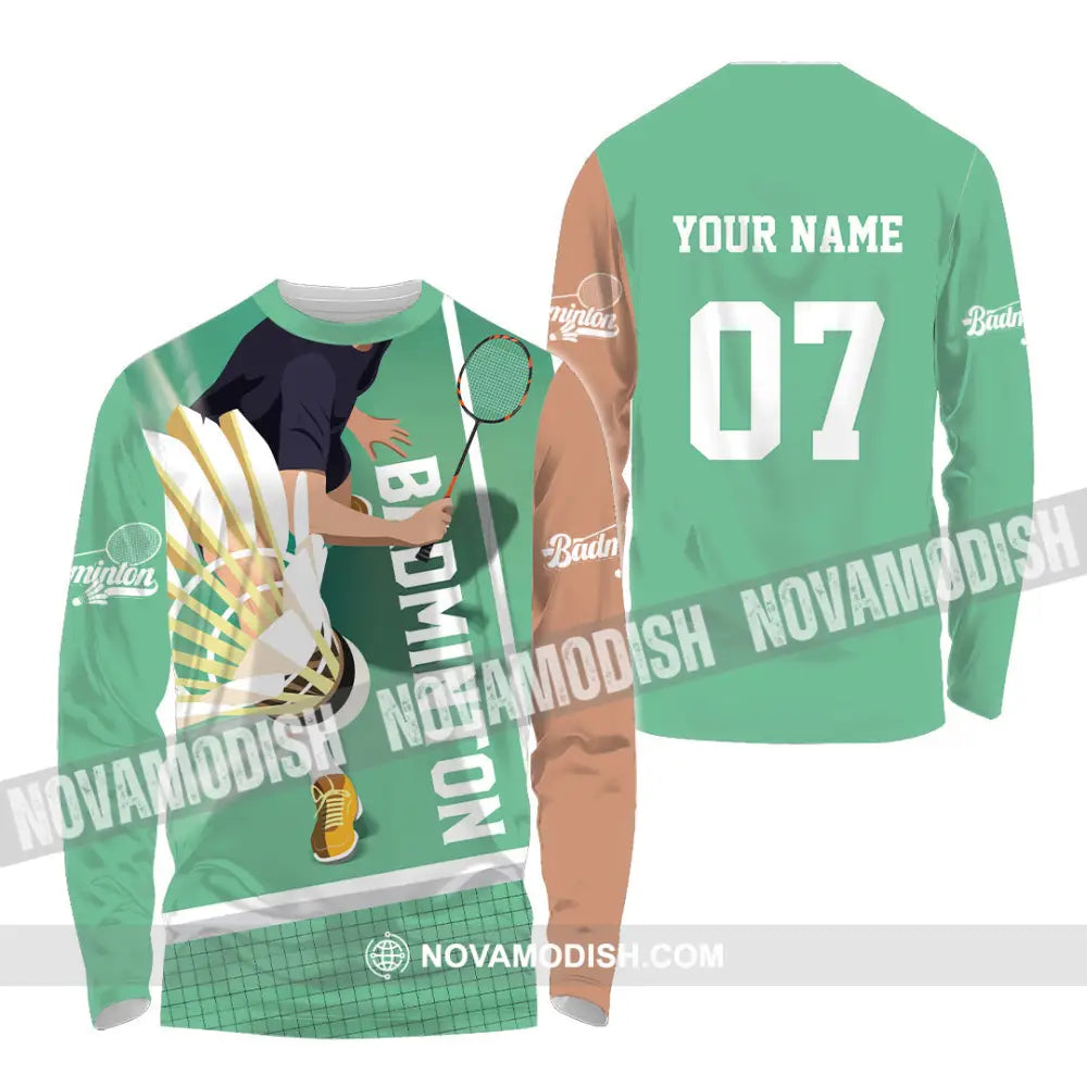 Unisex Shirt - Custom Text Shirt Badminton Shirt Long Sleeve Shirt / S T-shirt