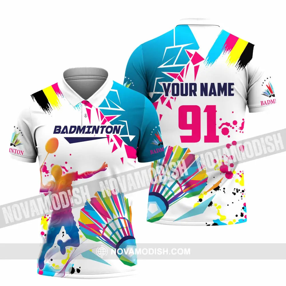 Unisex Shirt - Custom Text Shirt Badminton Polo Shirt / S T-shirt