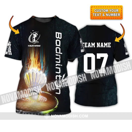 Unisex Shirt - Custom Text Shirt Badminton Shirt T-shirt