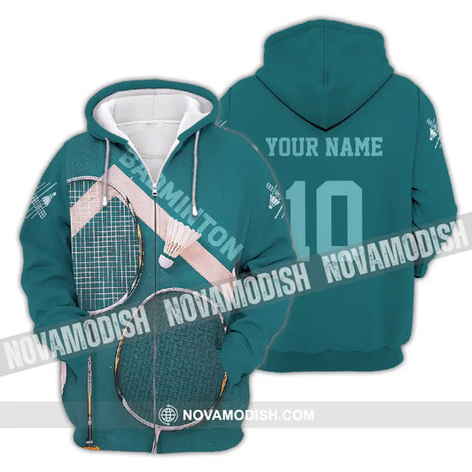 Unisex Shirt - Custom Text Shirt Badminton Shirt Zipper Hoodie / S T-shirt