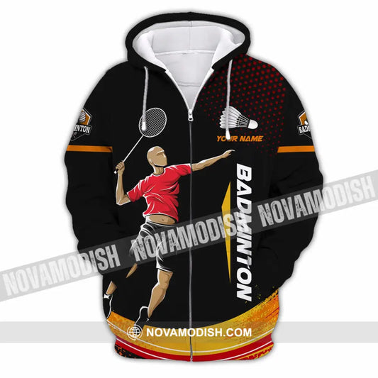 Unisex Shirt - Custom Text Shirt Badminton Zipper Hoodie / S T-shirt