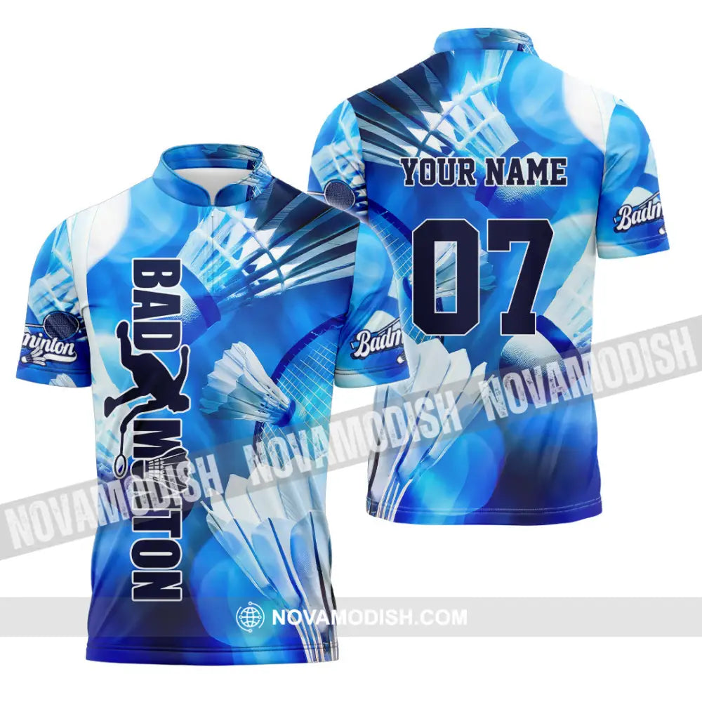 Unisex Shirt - Custom Text Shirt Badminton Shirt Zipper Polo Shirt / S T-shirt