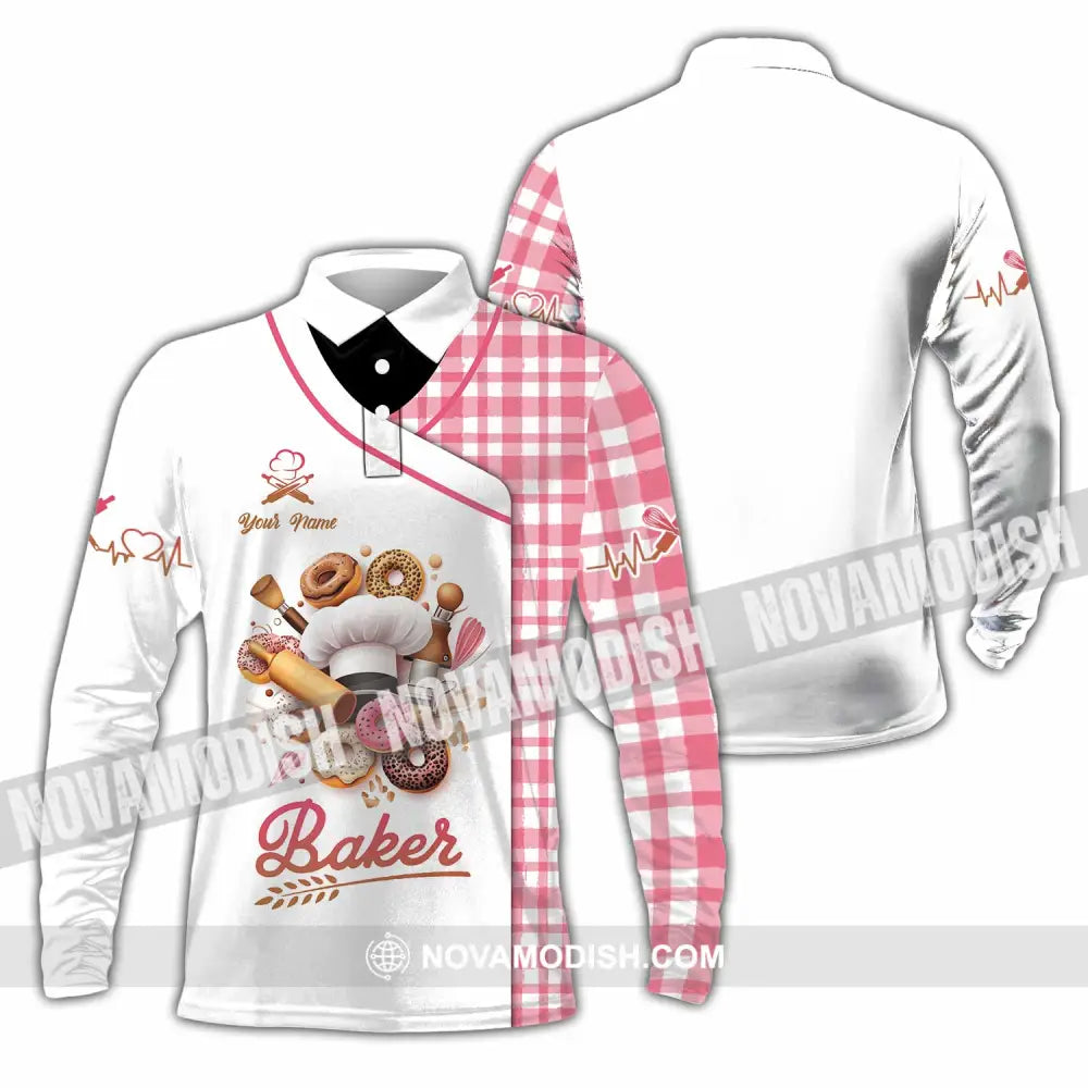 Unisex Shirt - Custom Text Shirt Baker Shirt Long Sleeve Polo / S T-shirt