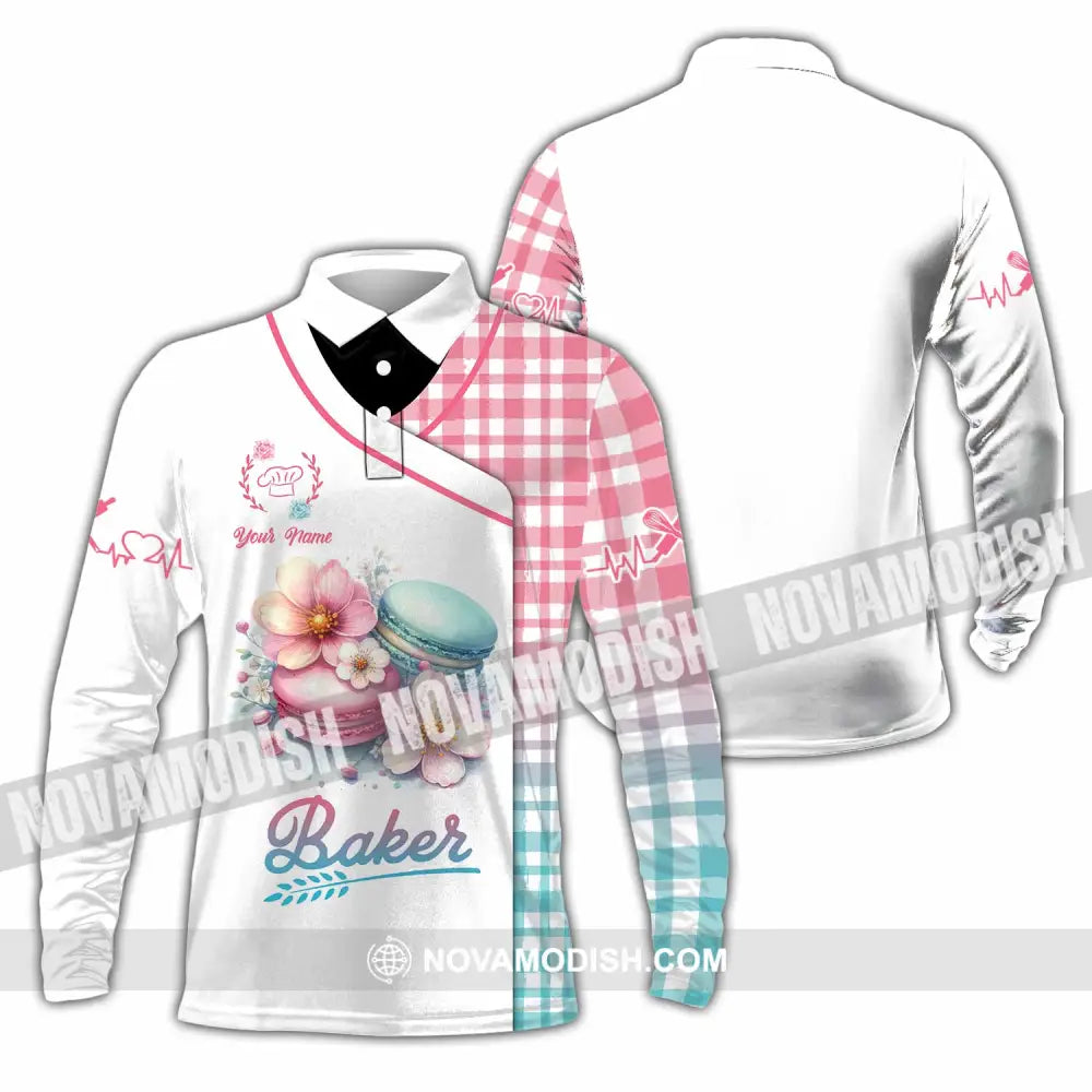 Unisex Shirt - Custom Text Shirt Baker Shirt Long Sleeve Polo / S T-shirt