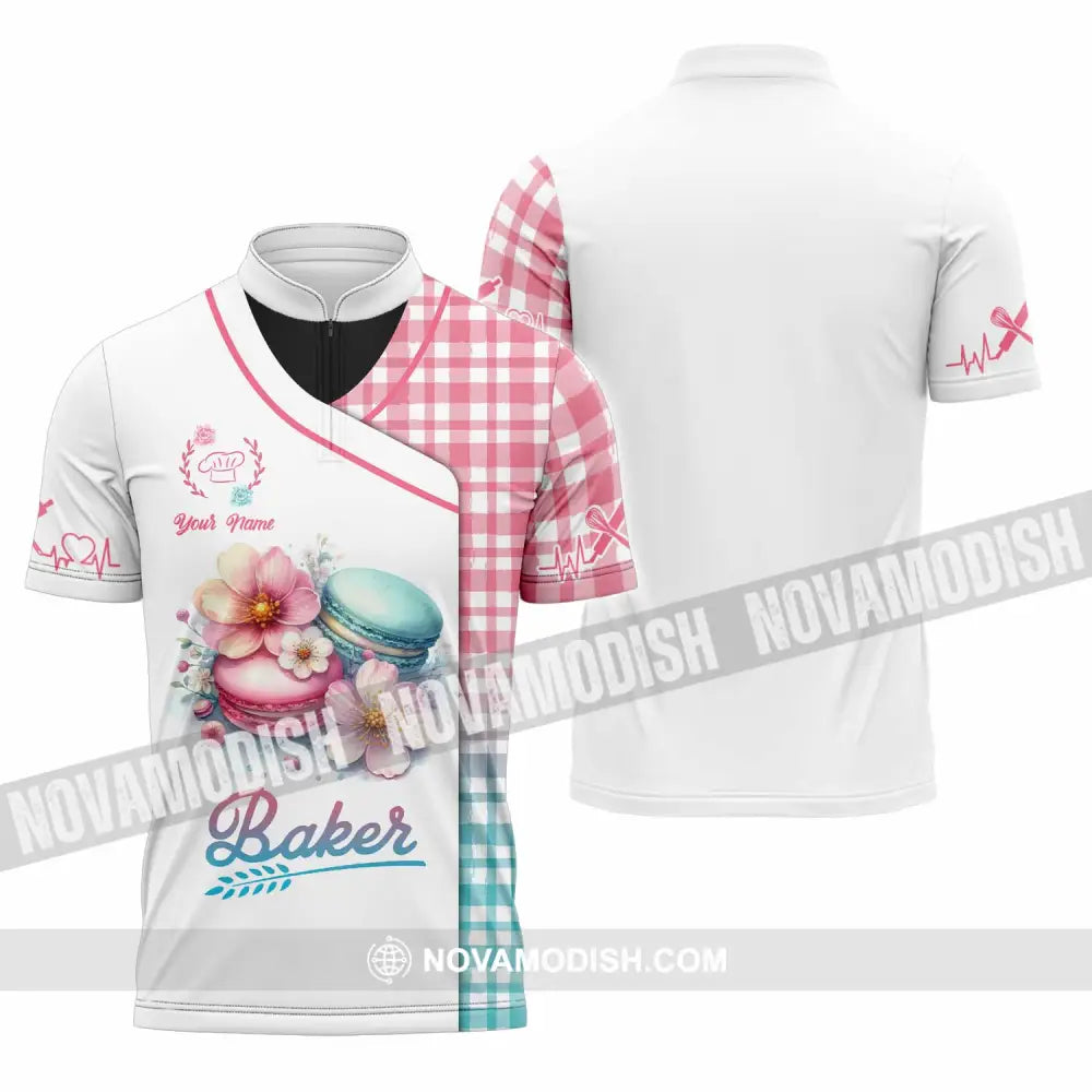 Unisex Shirt - Custom Text Shirt Baker Shirt Zipper Polo Shirt / S T-shirt