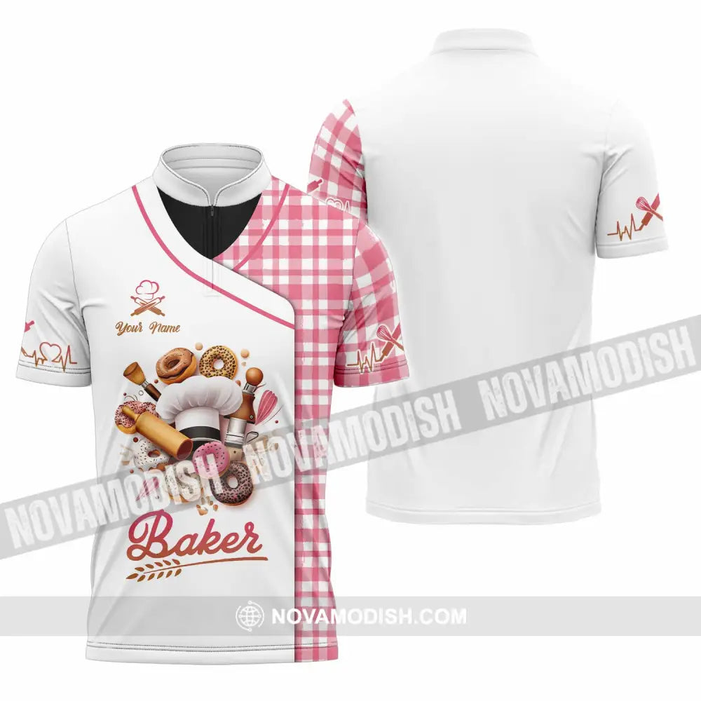 Unisex Shirt - Custom Text Shirt Baker Shirt Zipper Polo Shirt / S T-shirt