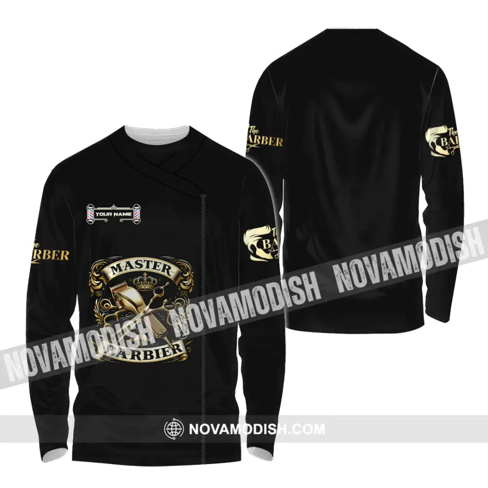 Unisex Shirt - Custom Text Shirt Barber Shirt Long Sleeve Shirt / S T-shirt