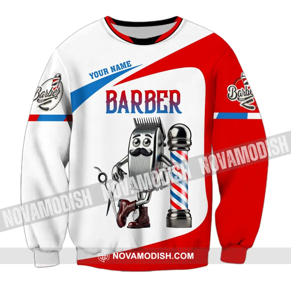Unisex Shirt - Custom Text Barber Long Sleeve / S T-Shirt