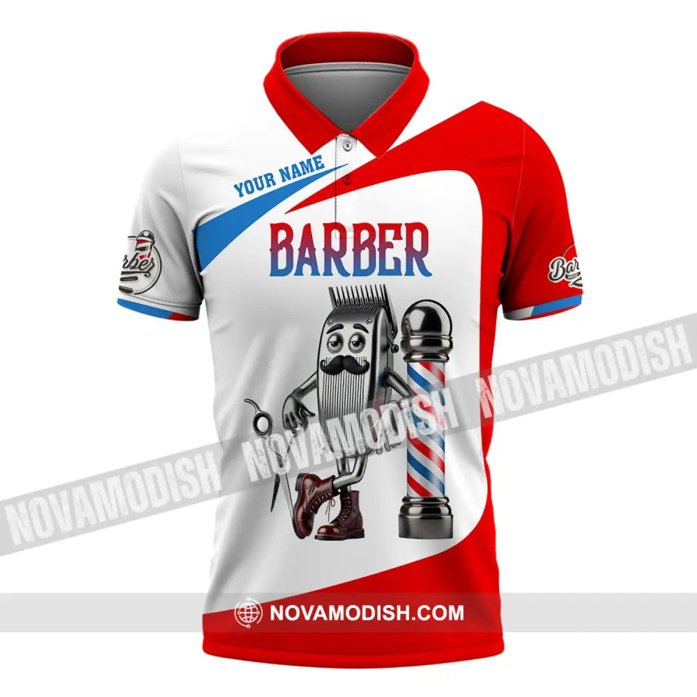 Unisex Shirt - Custom Text Barber Polo / S T-Shirt