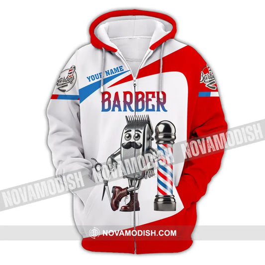 Unisex Shirt - Custom Text Barber Zipper Hoodie / S T-Shirt